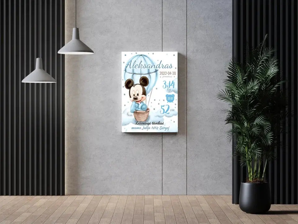 Personalizuota Berniuko Gimimo Metrikų Iliustracija ant drobės Drobe - dovanokis.lt