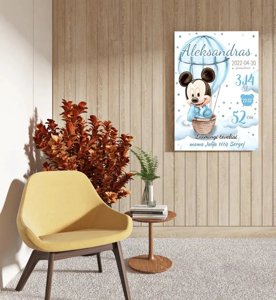 Personalizuota Berniuko Gimimo Metrikų Iliustracija ant drobės Drobe - dovanokis.lt