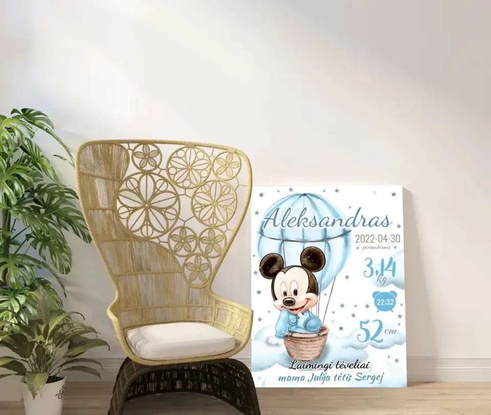 Personalizuota Berniuko Gimimo Metrikų Iliustracija ant drobės Drobe - dovanokis.lt