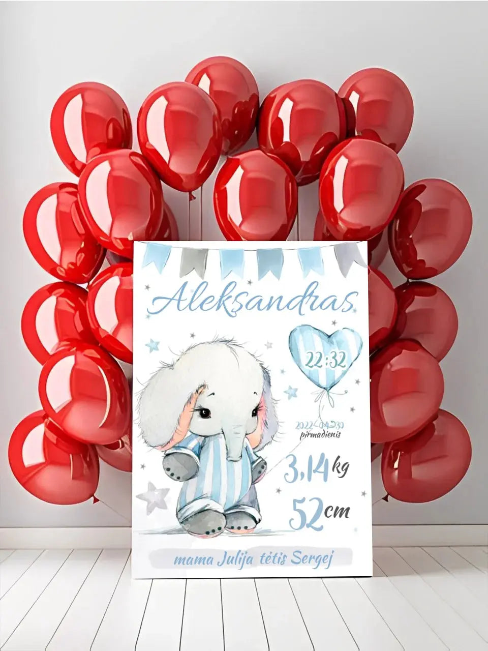 Personalizuota Berniuko Gimimo Metrikų Iliustracija ant drobės Drobe - dovanokis.lt