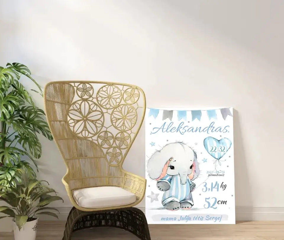 Personalizuota Berniuko Gimimo Metrikų Iliustracija ant drobės Drobe - dovanokis.lt