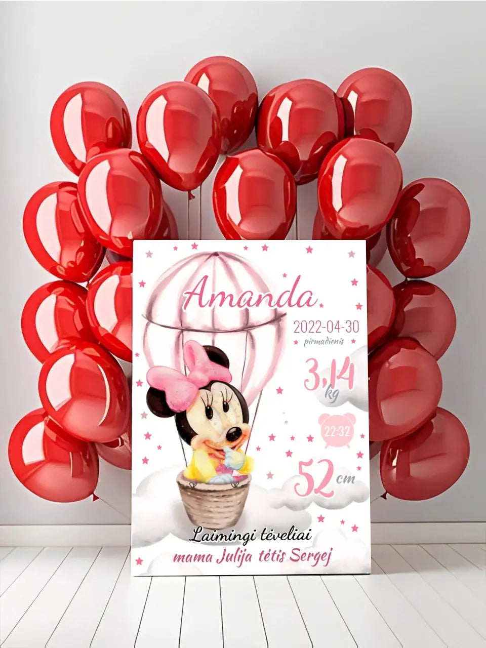 Personalizuota Mergaitės Gimimo Metrikų Iliustracija ant drobės Drobe - dovanokis.lt