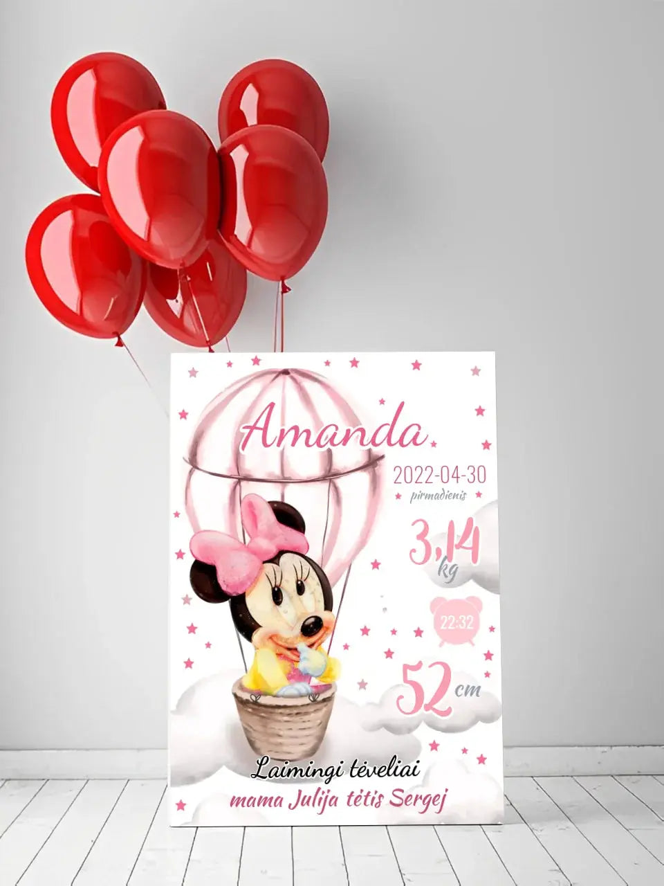 Personalizuota Mergaitės Gimimo Metrikų Iliustracija ant drobės Drobe - dovanokis.lt