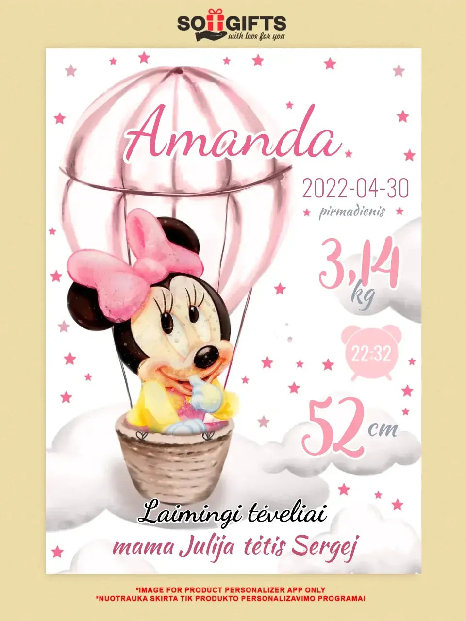 Personalizuota Mergaitės Gimimo Metrikų Iliustracija ant drobės Drobe - dovanokis.lt