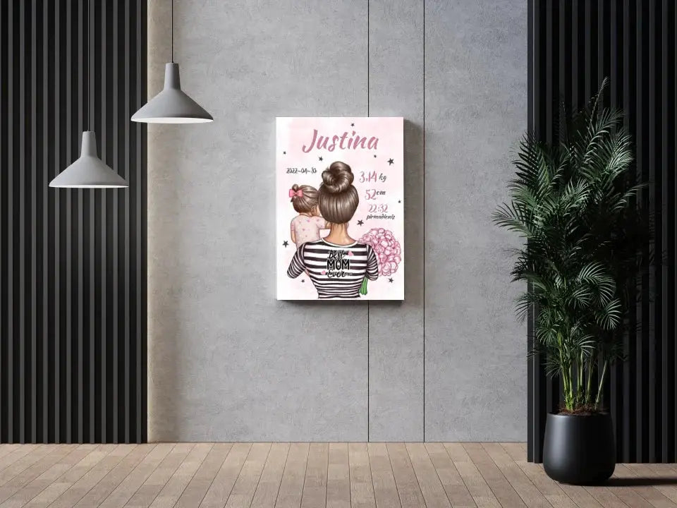 Personalizuota Mergaitės Gimimo Metrikų Iliustracija ant drobės Drobe - dovanokis.lt