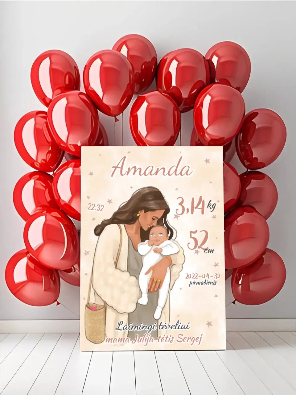 Personalizuota Mergaitės Gimimo Metrikų Iliustracija ant drobės Drobe - dovanokis.lt