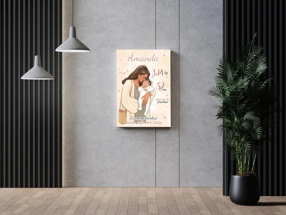 Personalizuota Mergaitės Gimimo Metrikų Iliustracija ant drobės Drobe - dovanokis.lt
