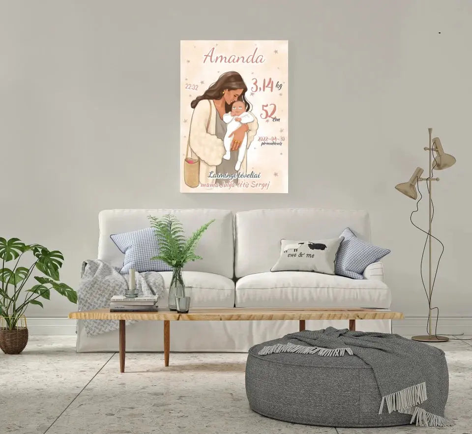 Personalizuota Mergaitės Gimimo Metrikų Iliustracija ant drobės Drobe - dovanokis.lt