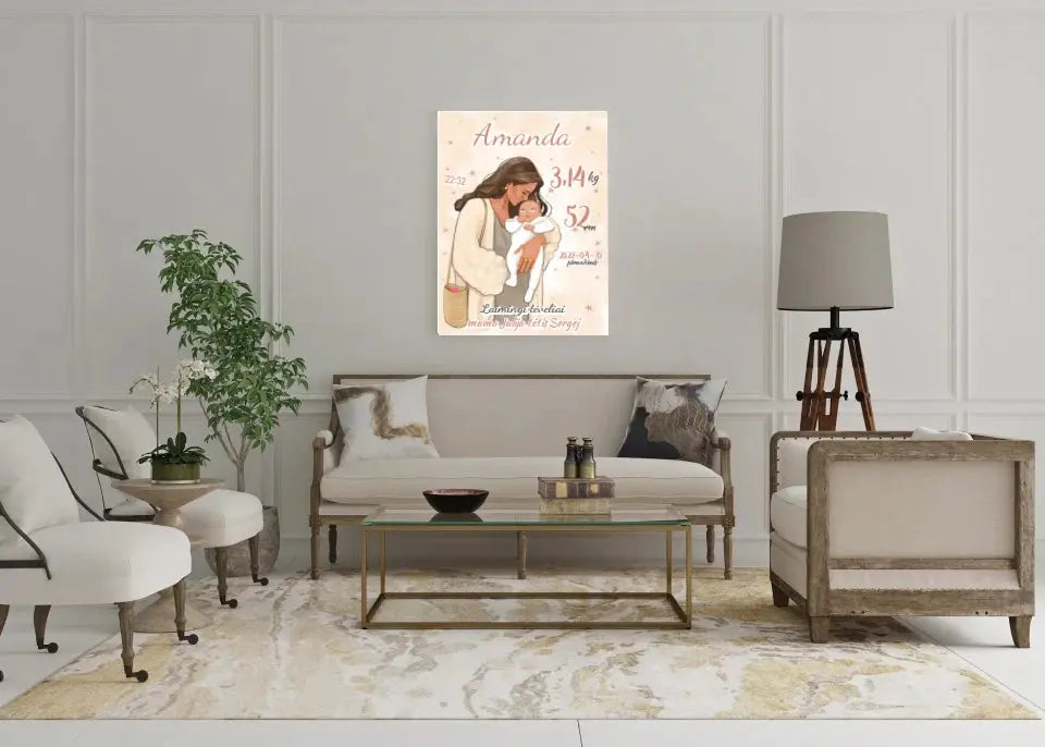 Personalizuota Mergaitės Gimimo Metrikų Iliustracija ant drobės Drobe - dovanokis.lt