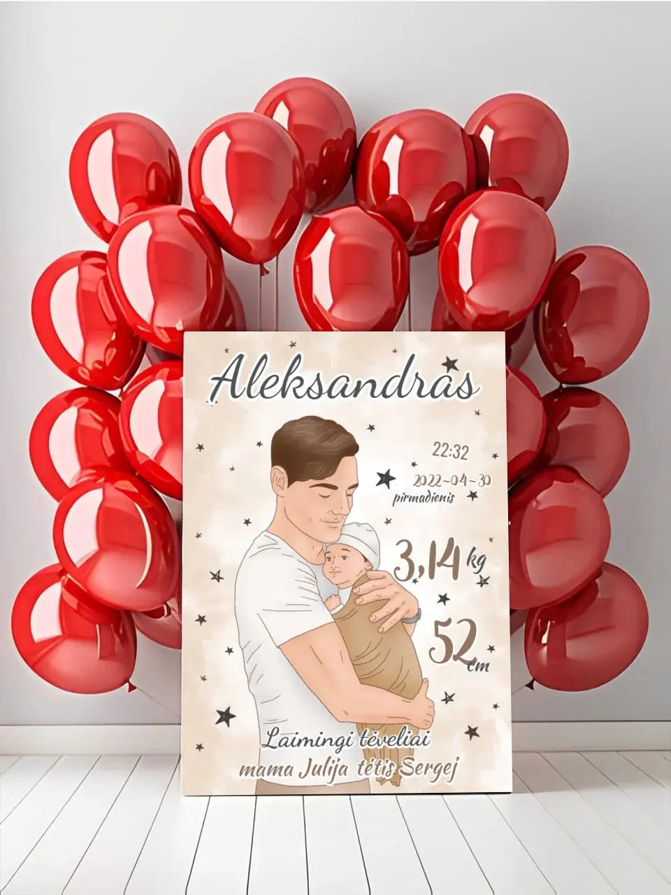 Personalizuota Berniuko Gimimo Metrikų Iliustracija ant drobės Drobe - dovanokis.lt