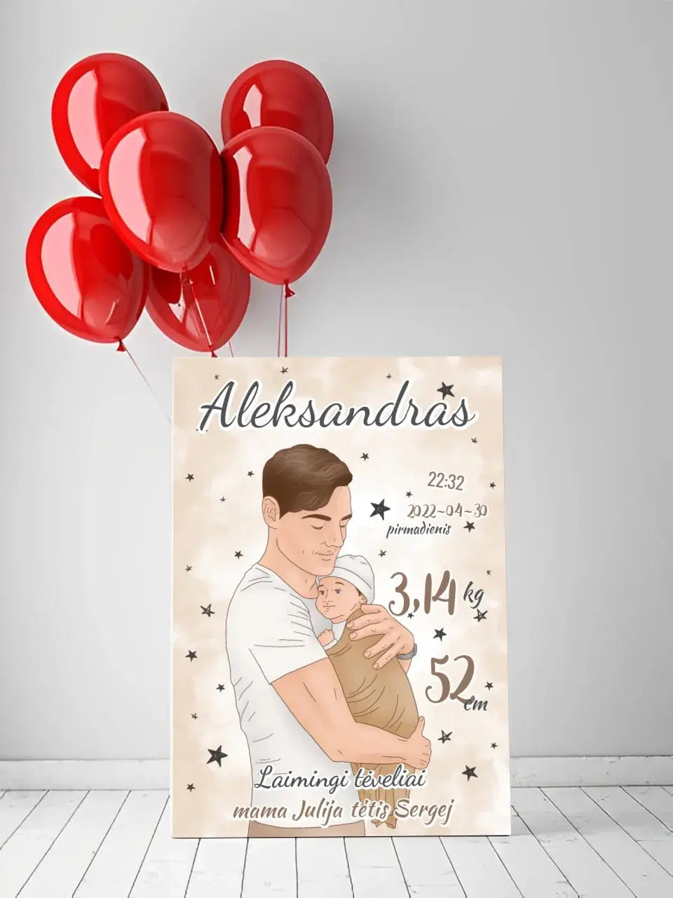 Personalizuota Berniuko Gimimo Metrikų Iliustracija ant drobės Drobe - dovanokis.lt