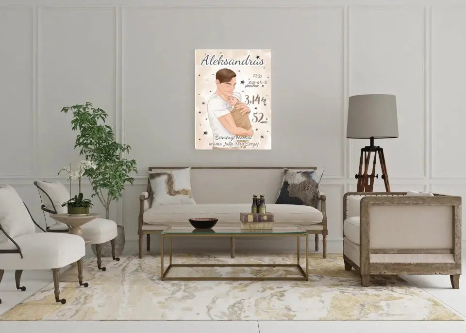 Personalizuota Berniuko Gimimo Metrikų Iliustracija ant drobės Drobe - dovanokis.lt