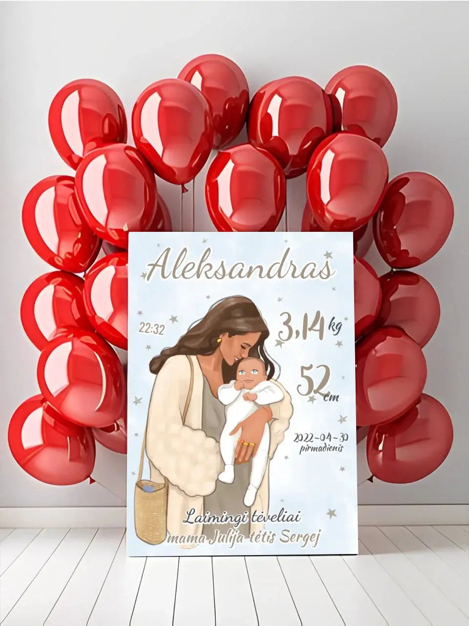 Personalizuota Berniuko Gimimo Metrikų Iliustracija ant drobės Drobe - dovanokis.lt