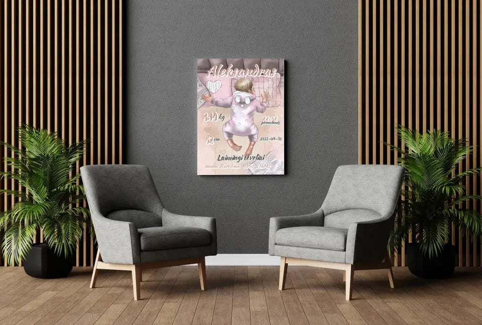 Personalizuota Berniuko Gimimo Metrikų Iliustracija ant drobės Drobe - dovanokis.lt