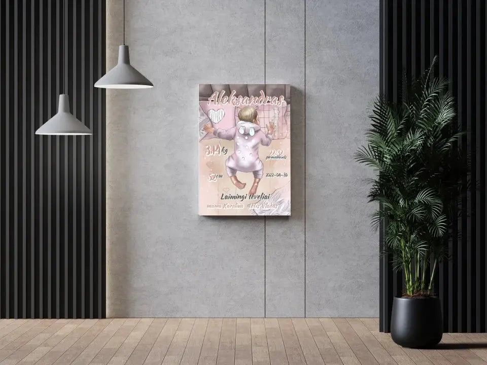 Personalizuota Berniuko Gimimo Metrikų Iliustracija ant drobės Drobe - dovanokis.lt