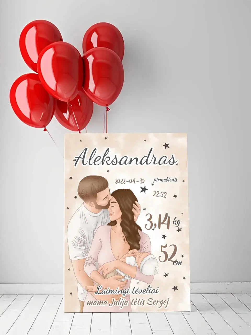 Personalizuota Berniuko Gimimo Metrikų Iliustracija ant drobės Drobe - dovanokis.lt