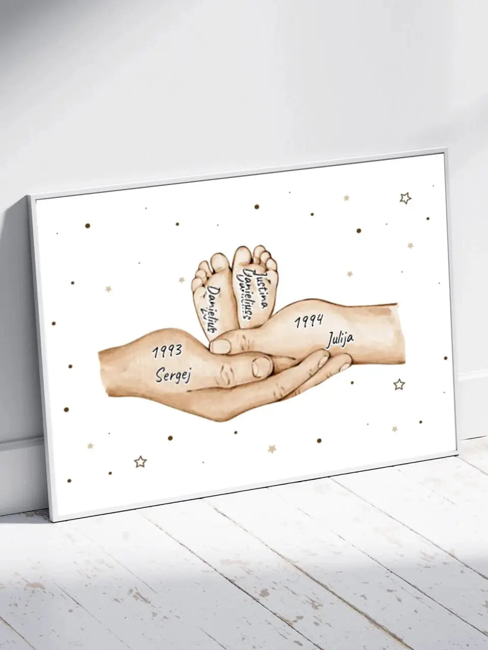 Personalizuotas plakatas su šeimos narių rankomis, 1-3 vaikai Customizer - dovanokis.lt