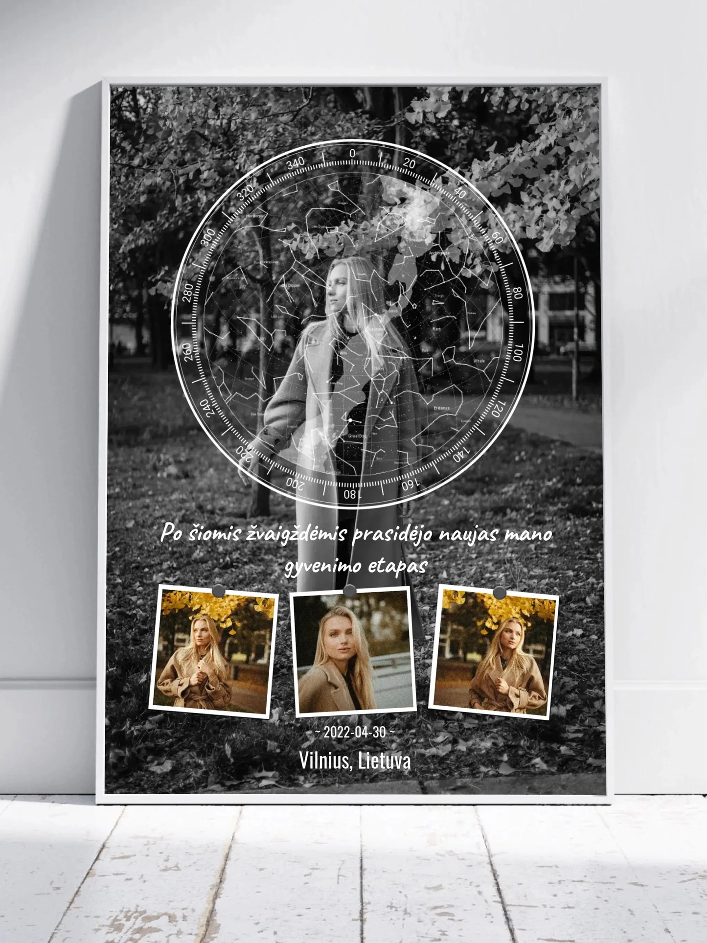 Personalizuotas žvaigždžių žemėlapis, plakatas su rėmeliu Posteris(Plakatas) - dovanokis.lt