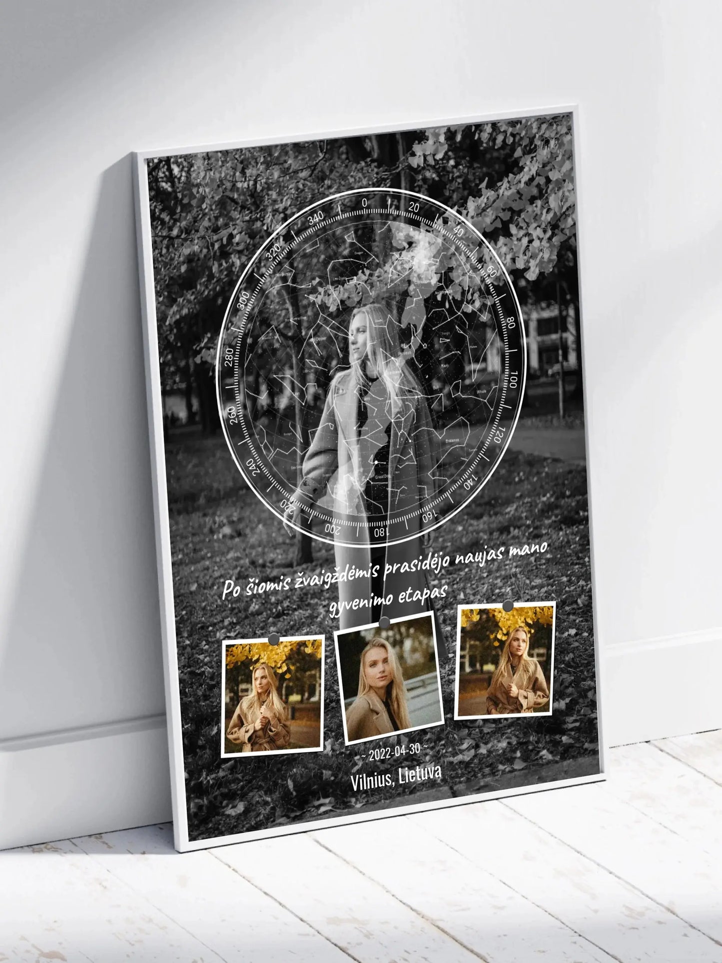 Personalizuotas žvaigždžių žemėlapis, plakatas su rėmeliu Posteris(Plakatas) - dovanokis.lt