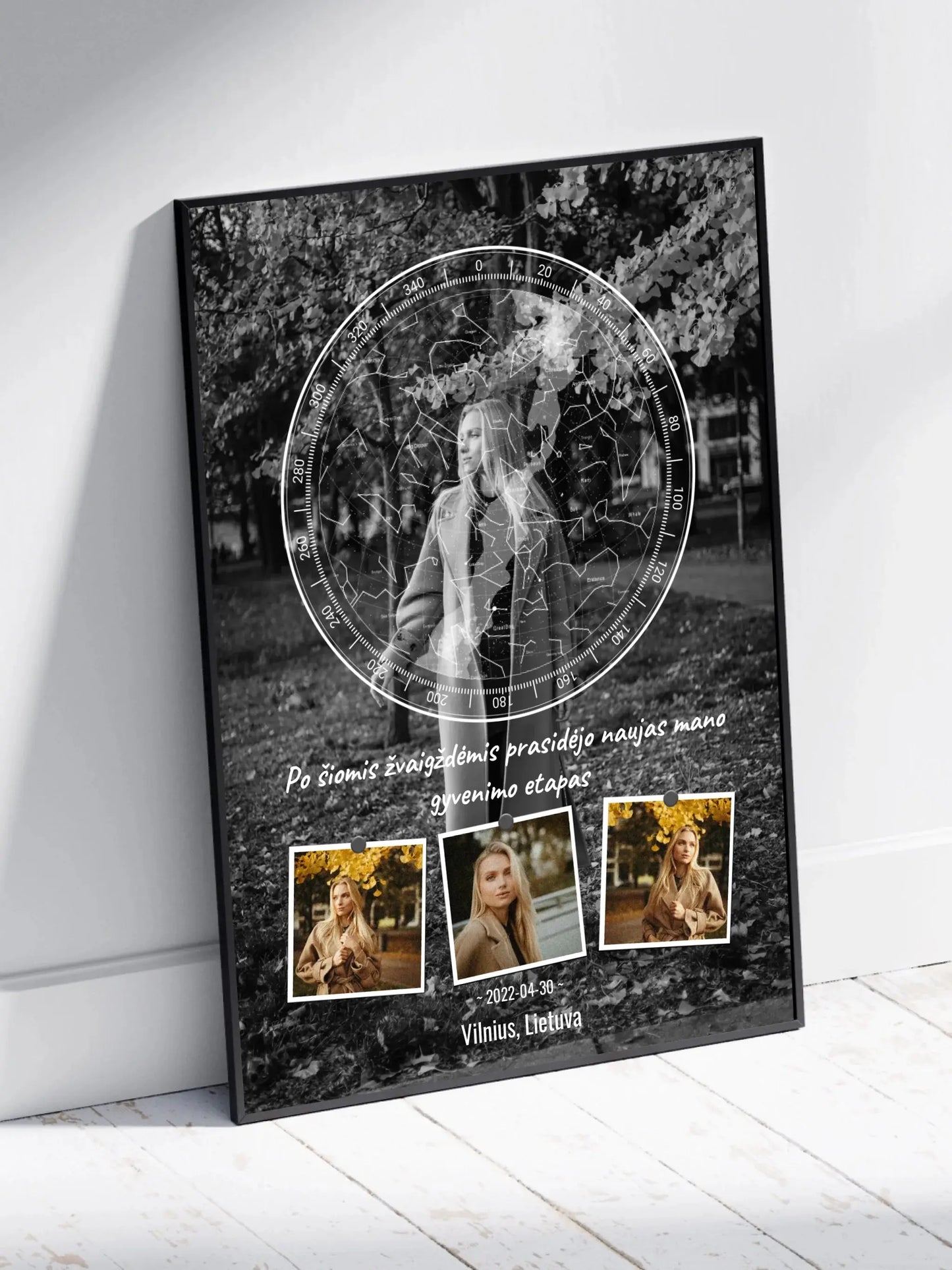 Personalizuotas žvaigždžių žemėlapis, plakatas su rėmeliu Posteris(Plakatas) - dovanokis.lt