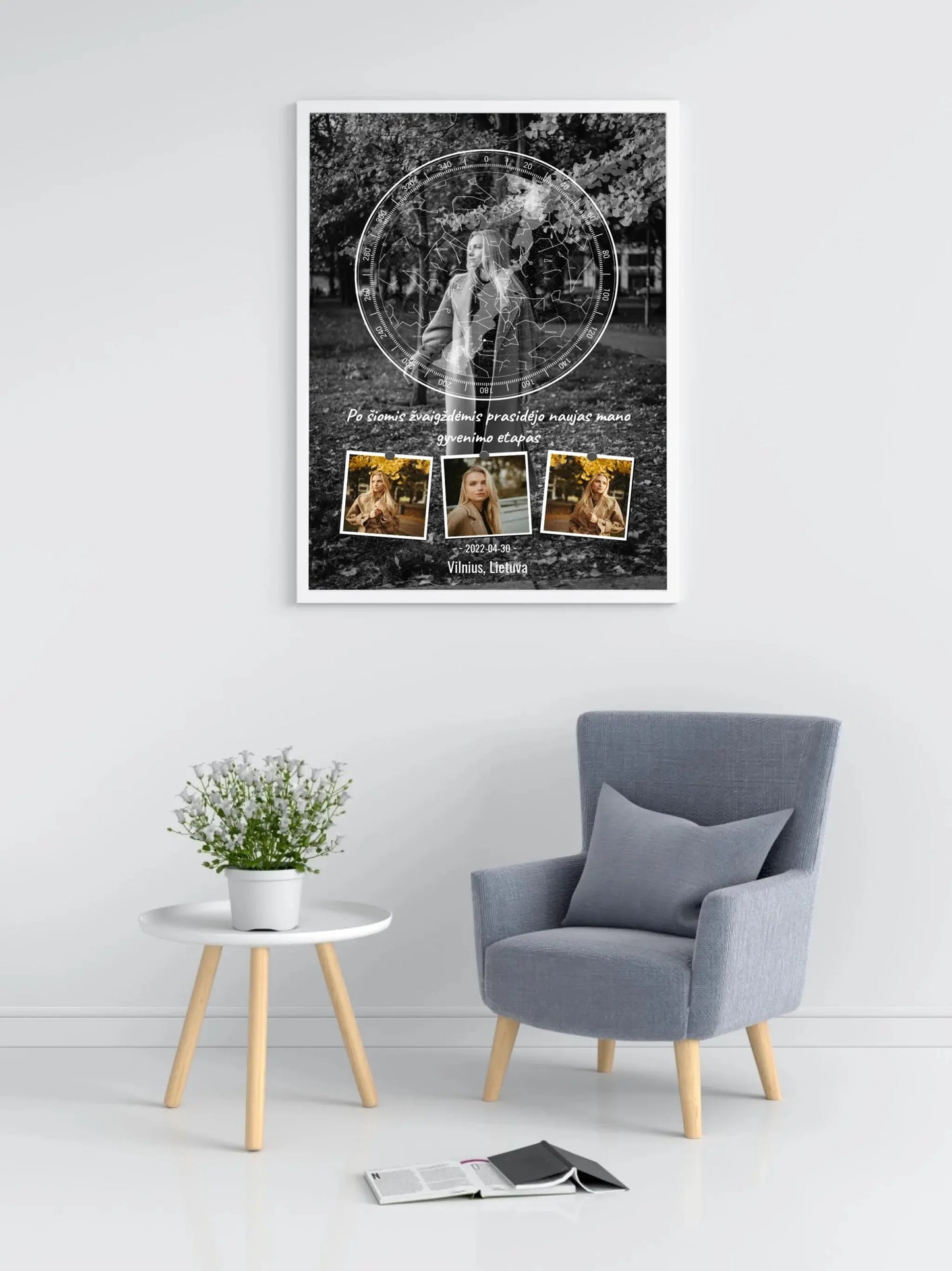 Personalizuotas žvaigždžių žemėlapis, plakatas su rėmeliu Posteris(Plakatas) - dovanokis.lt