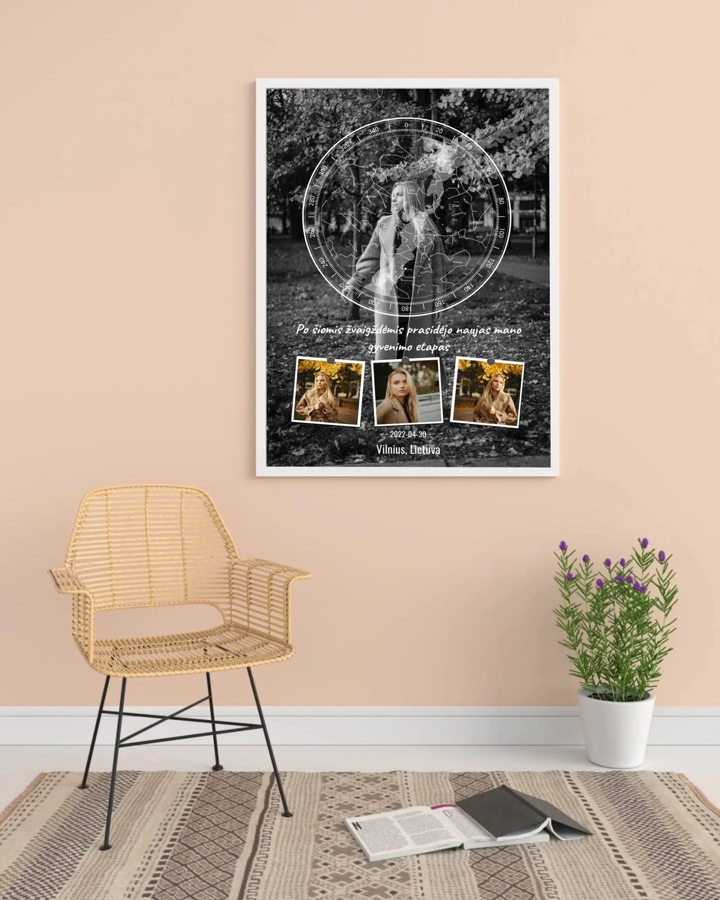 Personalizuotas žvaigždžių žemėlapis, plakatas su rėmeliu Posteris(Plakatas) - dovanokis.lt