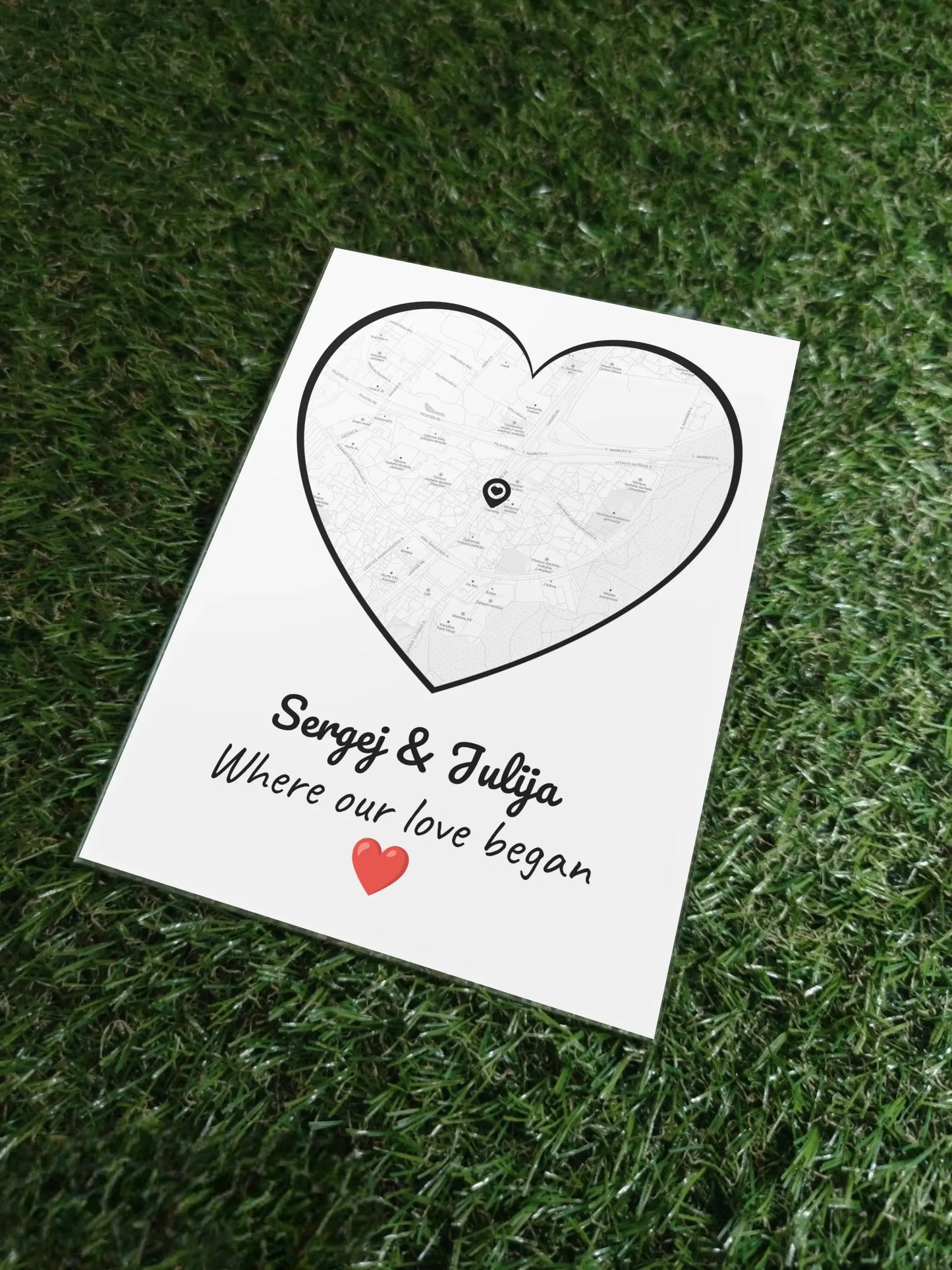 Personalizuotas Meilės žemėlapio stiklinis posteris su jūsų buvimo vieta Stiklas - dovanokis.lt