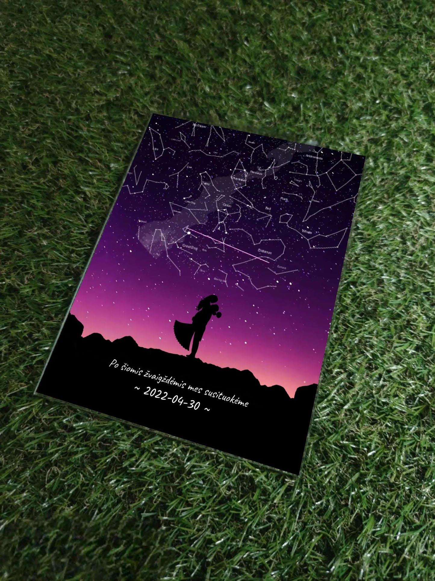 Personalizuotas žvaigždžių žemėlapis, stiklinis posteris. DVNS-002B Stiklas - dovanokis.lt