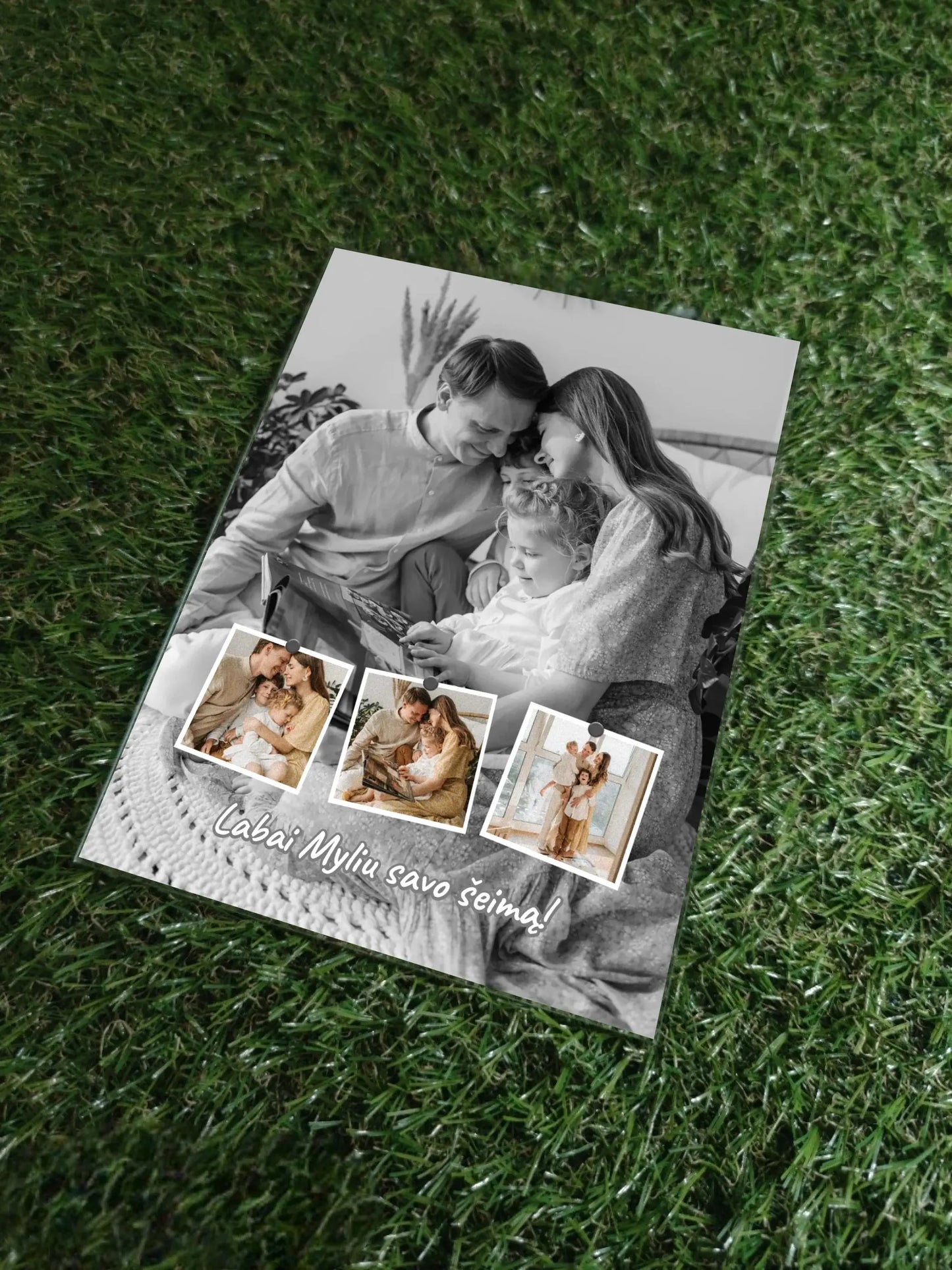 Personalizuotas šeimos stiklinis posteris su jūsų nuotraukomis Stiklas - dovanokis.lt