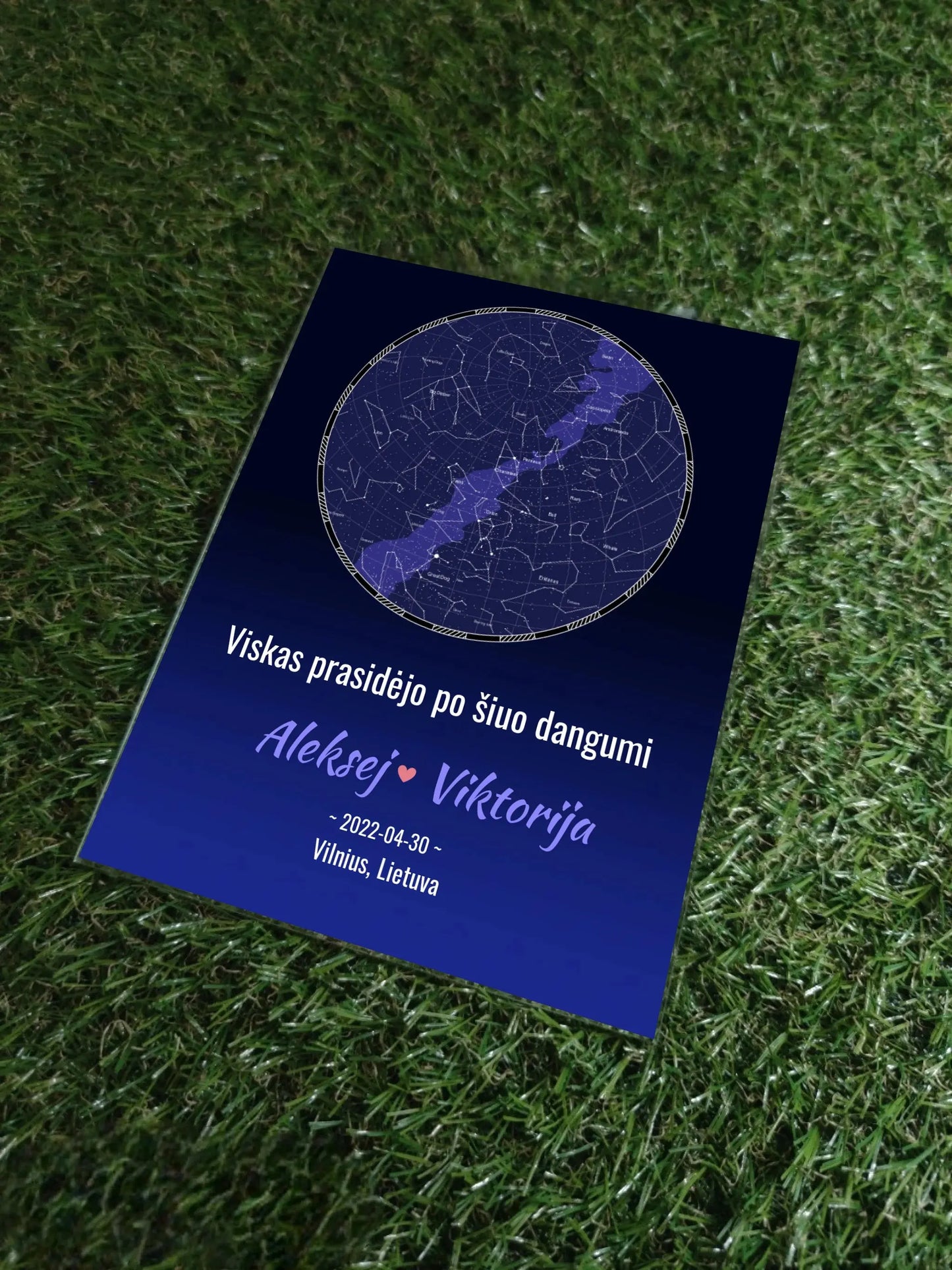 Personalizuotas žvaigždžių žemėlapis, stiklinis posteris. DVNS-023 Stiklas - dovanokis.lt