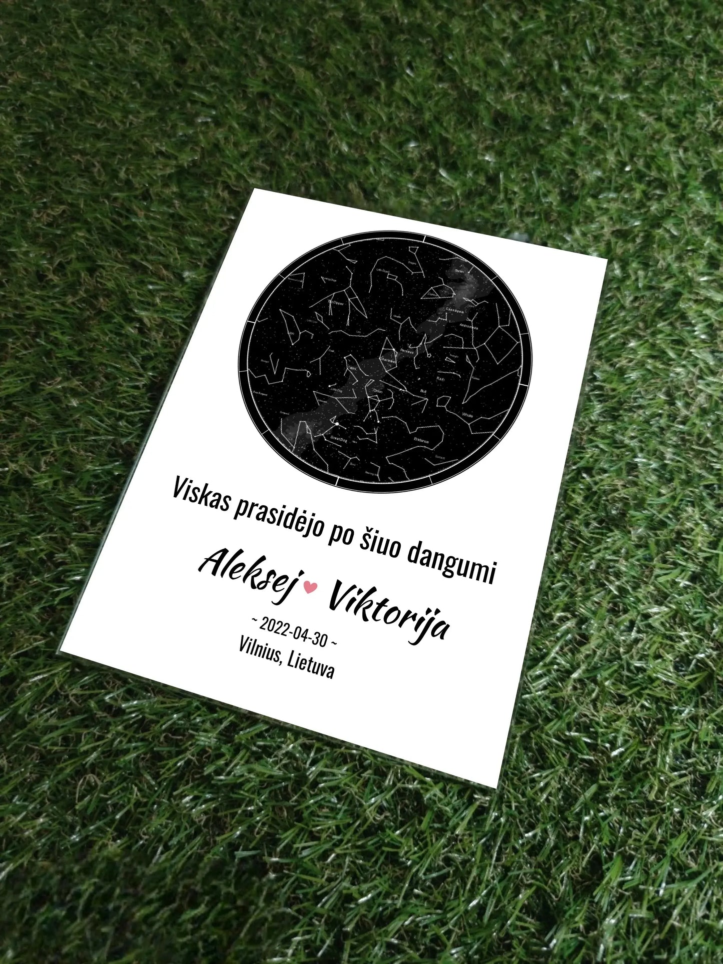 Personalizuotas žvaigždžių žemėlapis, stiklinis posteris. DVNS-018 Customizer - dovanokis.lt