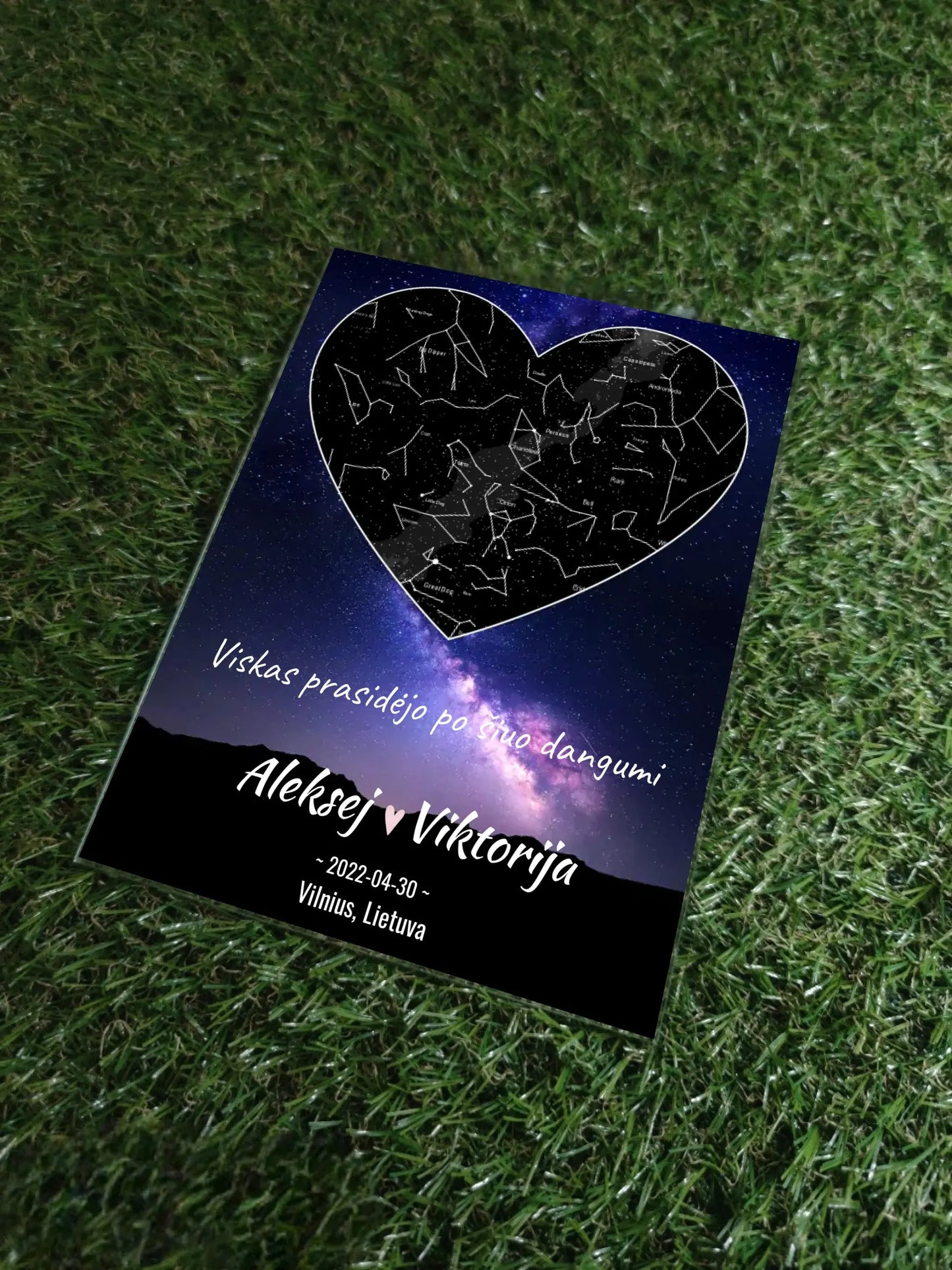 Personalizuotas žvaigždžių žemėlapis, stiklinis posteris. DVNS-013A Stiklas - dovanokis.lt