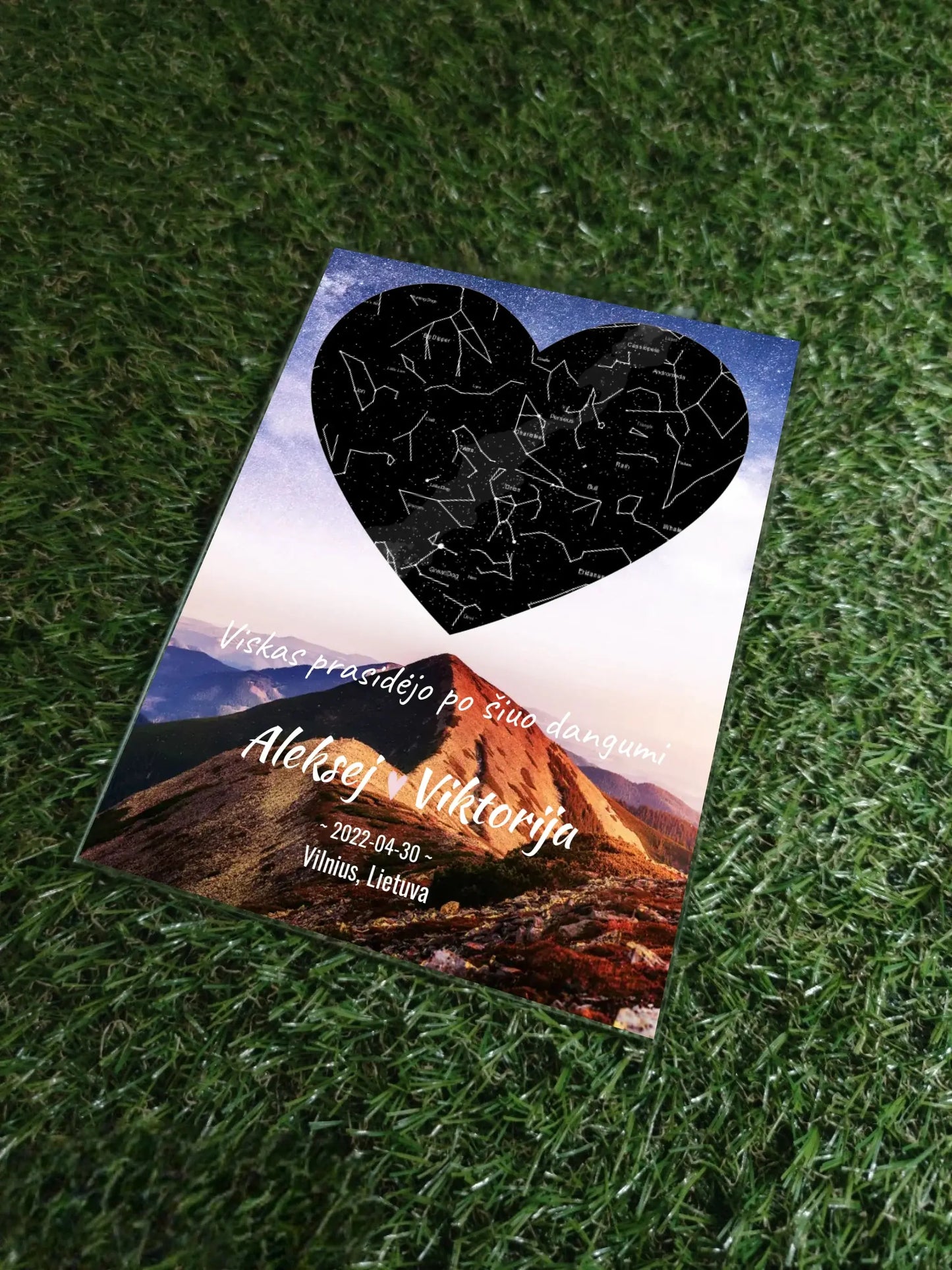 Personalizuotas žvaigždžių žemėlapis, stiklinis posteris. DVNS-012A Stiklas - dovanokis.lt