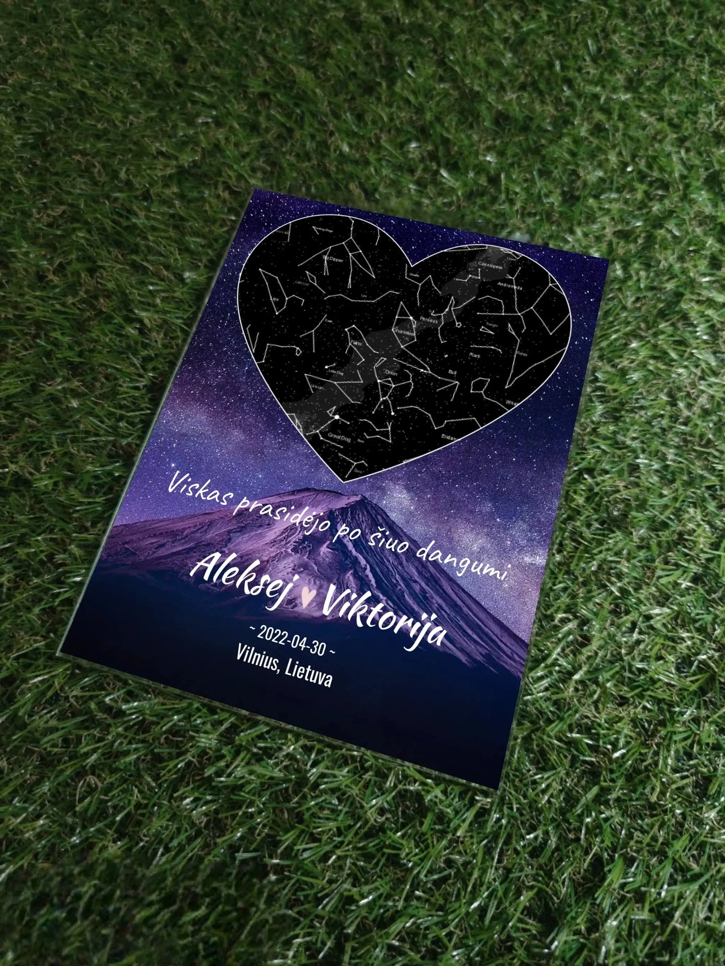 Personalizuotas žvaigždžių žemėlapis, stiklinis posteris. DVNS-010A Stiklas - dovanokis.lt