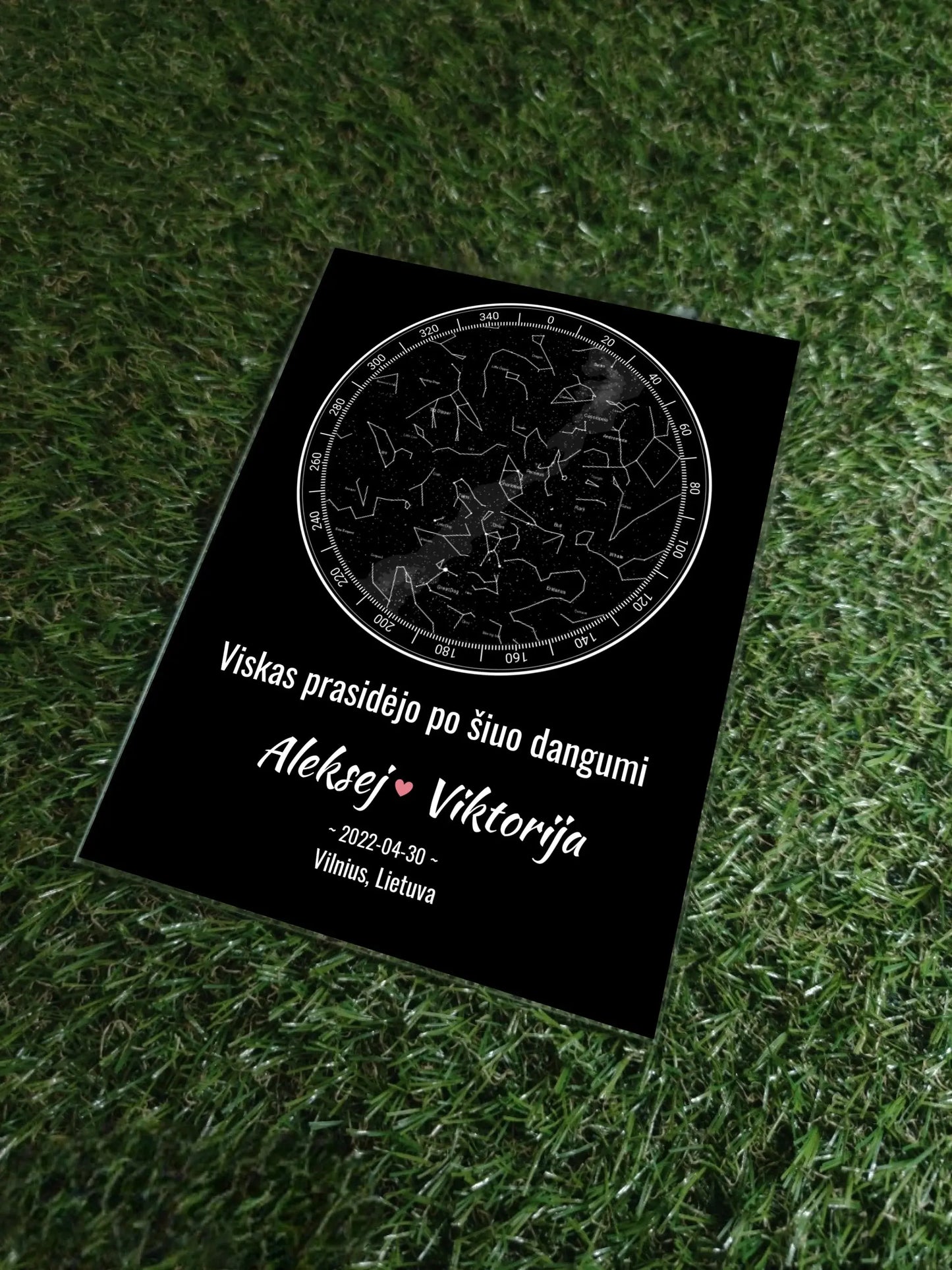 Personalizuotas žvaigždžių žemėlapis, stiklinis posteris. DVNS-019 Stiklas - dovanokis.lt