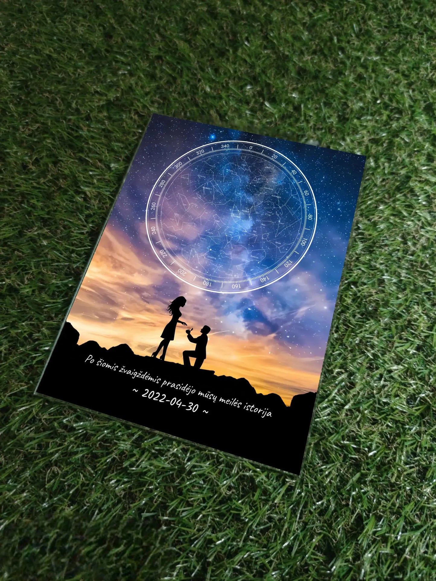 Personalizuotas žvaigždžių žemėlapis, stiklinis posteris. DVNS-003B Stiklas - dovanokis.lt