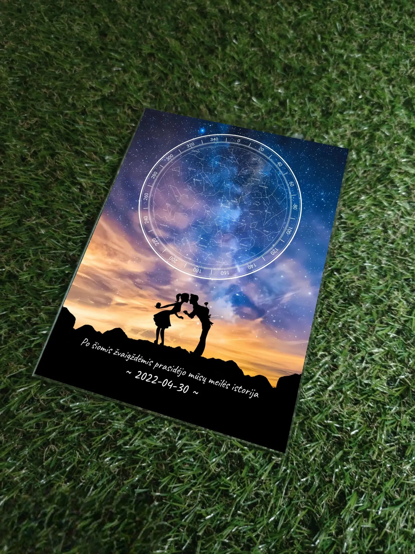 Personalizuotas žvaigždžių žemėlapis, stiklinis posteris. DVNS-003D Stiklas - dovanokis.lt