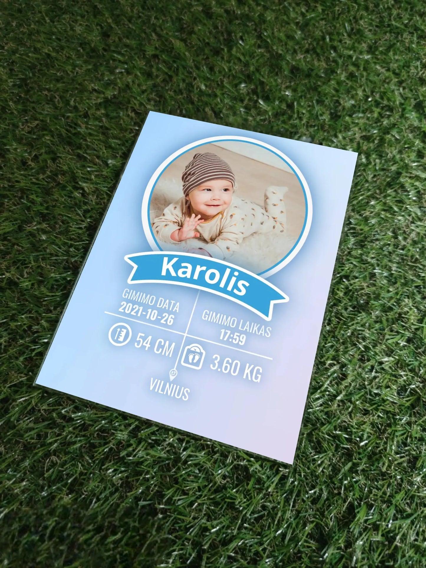 Personalizuota Berniuko gimimo metrika ant stiklo Stiklas - dovanokis.lt