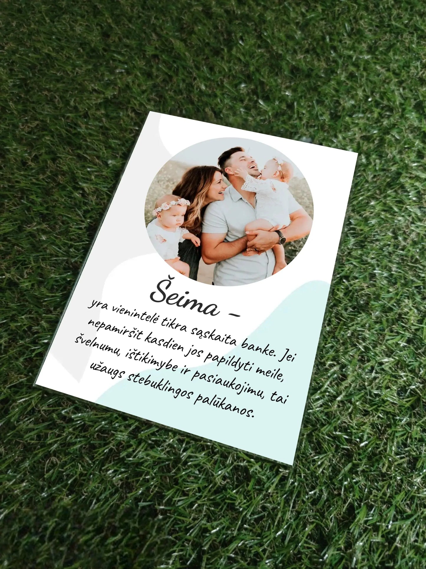 Personalizuotas šeimos iliustracijos spaudinys ant stiklo su jūsų nuotrauka SPD-001 Stiklas - dovanokis.lt