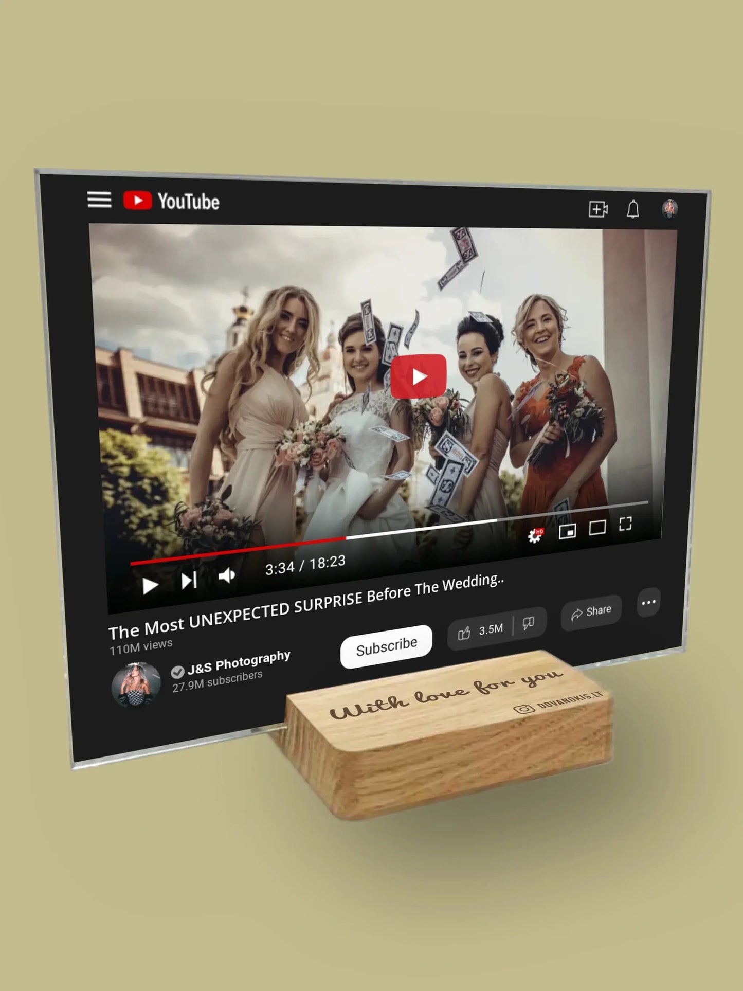 Personalizuotas "YouTube 2.0" stiklinis posteris su jūsų nuotrauka Stiklas - dovanokis.lt