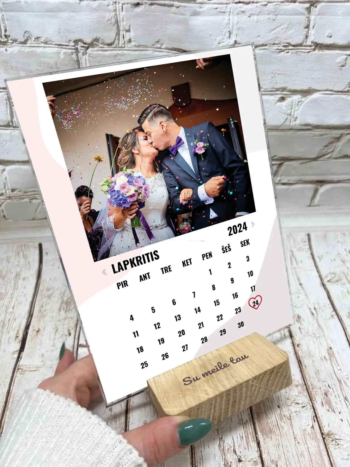 Personalizuotas "Meilės kalendorius" stiklinis posteris su jūsų nuotrauka Stiklas - dovanokis.lt