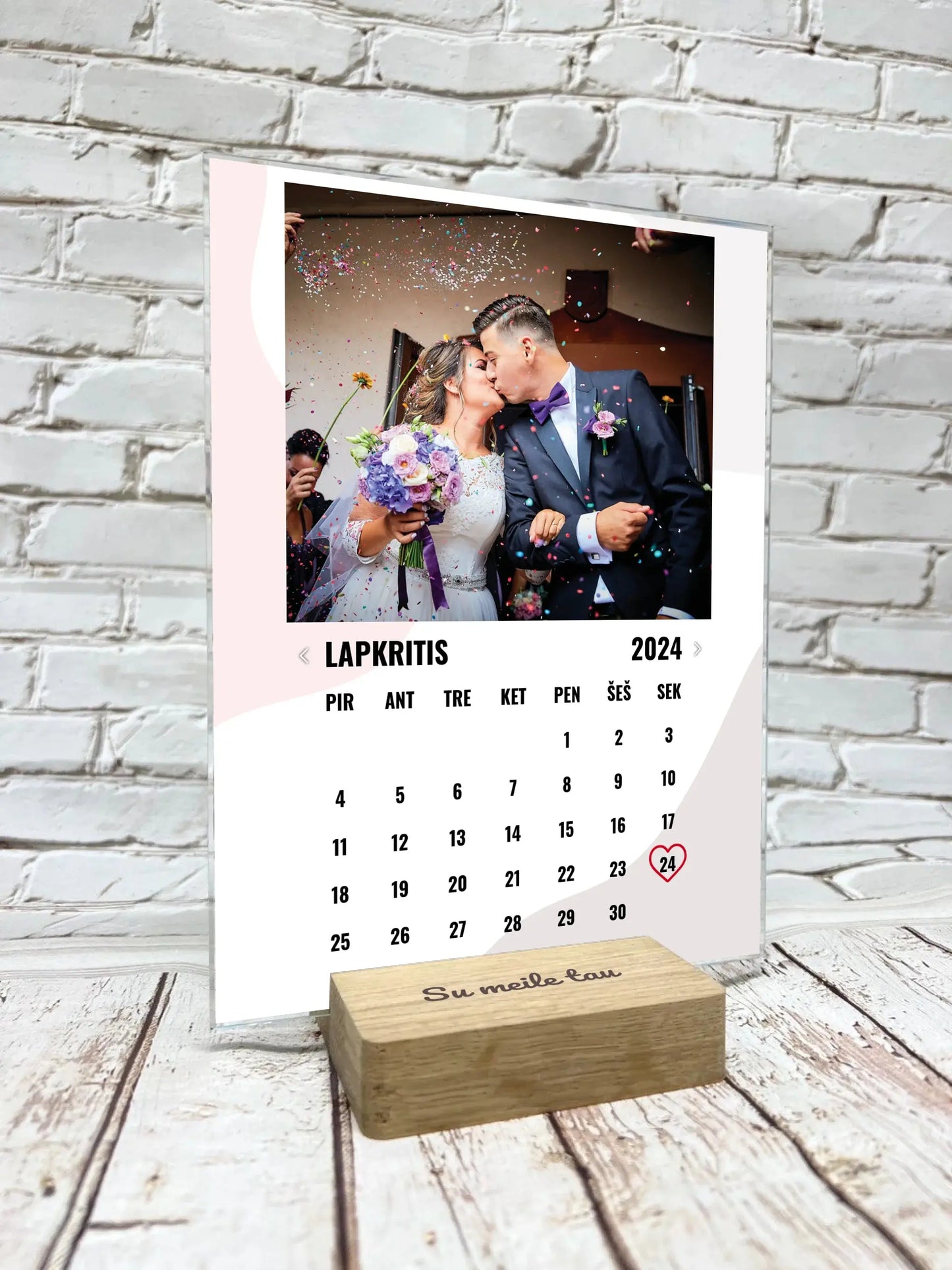 Personalizuotas "Meilės kalendorius" stiklinis posteris su jūsų nuotrauka Stiklas - dovanokis.lt