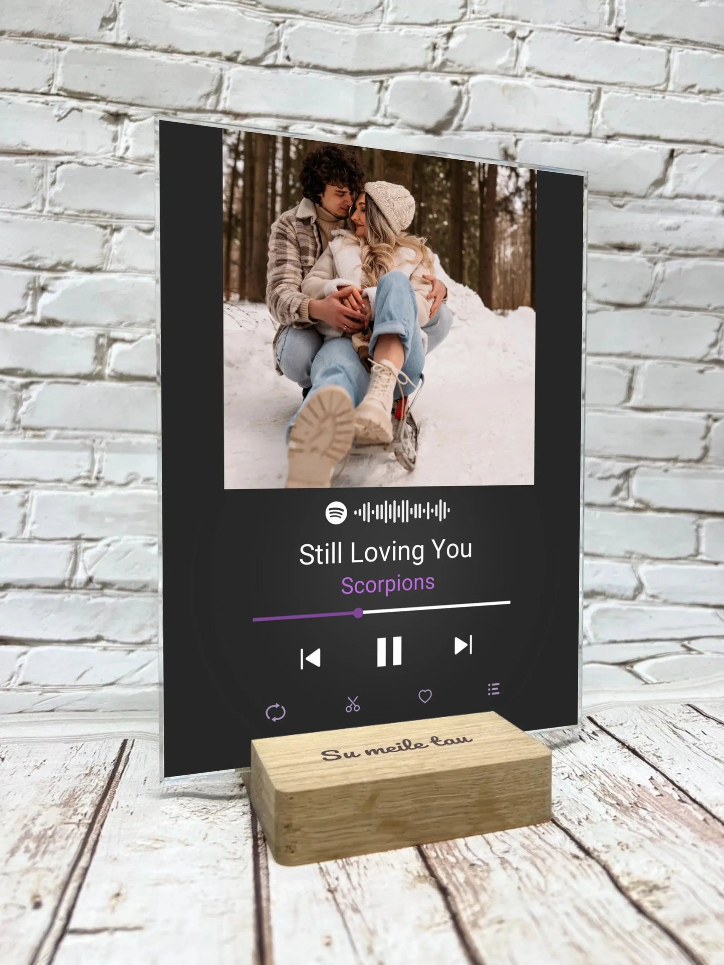 Personalizuotas Spotify muzikos grotuvo stiklinis posteris su jūsų nuotrauka, daina ir spotify kodu Stiklas - dovanokis.lt