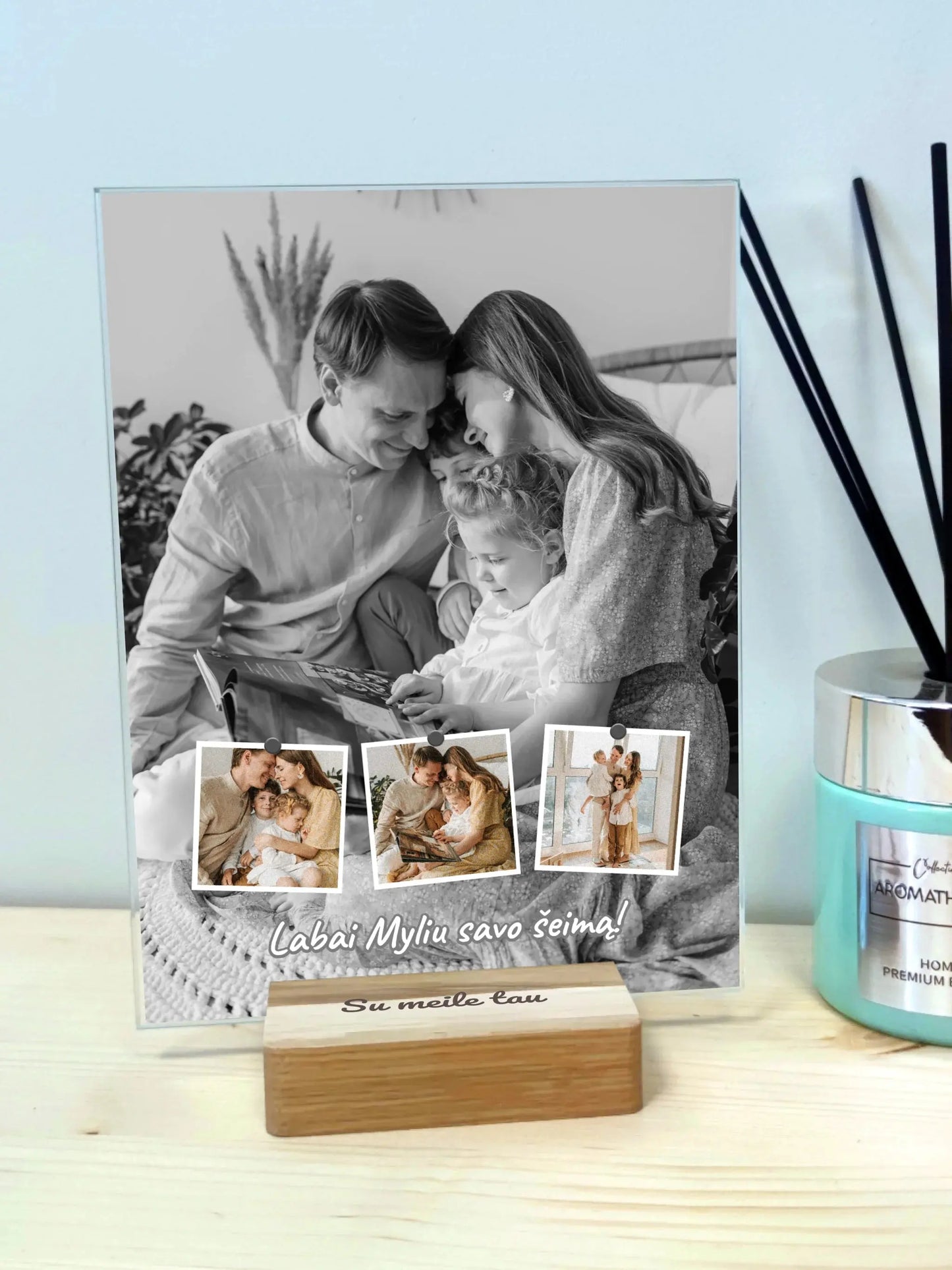 Personalizuotas šeimos stiklinis posteris su jūsų nuotraukomis Stiklas - dovanokis.lt
