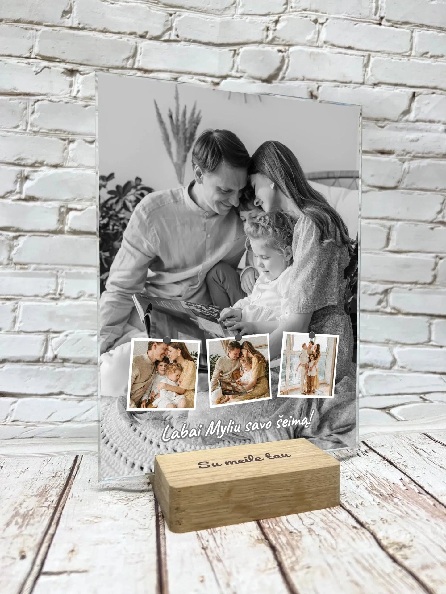 Personalizuotas šeimos stiklinis posteris su jūsų nuotraukomis Stiklas - dovanokis.lt
