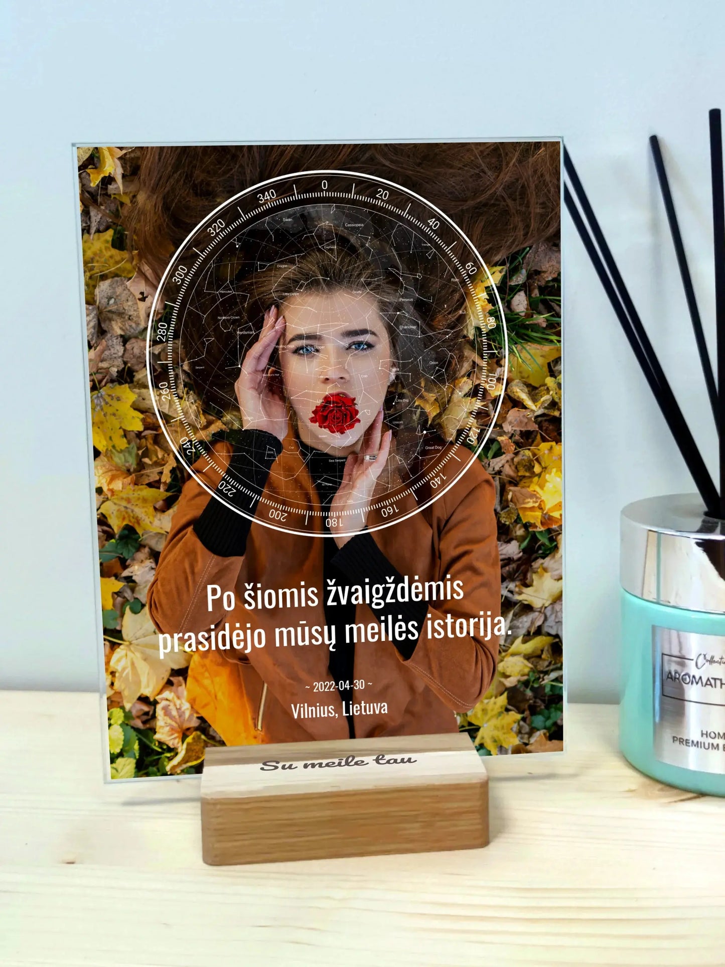 Personalizuotas žvaigždžių žemėlapis, stiklinis posteris. DVNS-025 Stiklas - dovanokis.lt