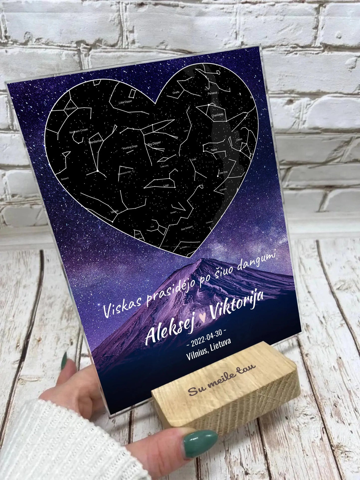 Personalizuotas žvaigždžių žemėlapis, stiklinis posteris. DVNS-010A Stiklas - dovanokis.lt