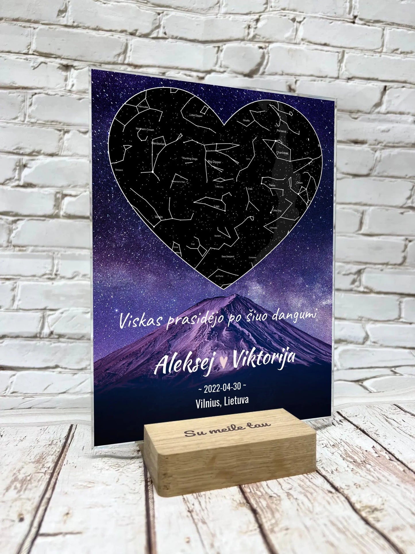 Personalizuotas žvaigždžių žemėlapis, stiklinis posteris. DVNS-010A Stiklas - dovanokis.lt