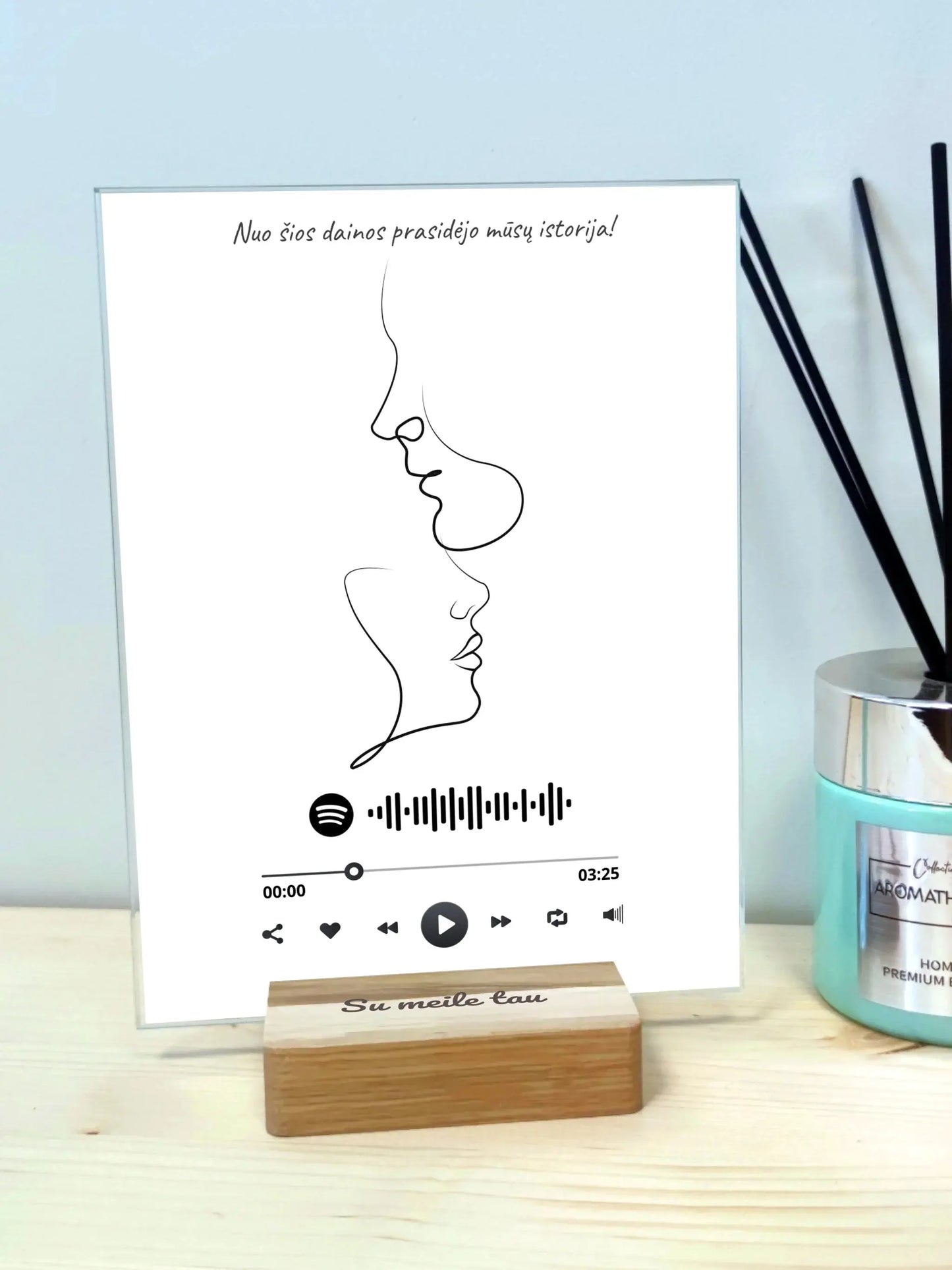 Personalizuotas muzikinis grotuvas "Spotify", stiklinis posteris. MZGR-014C Stiklas - dovanokis.lt