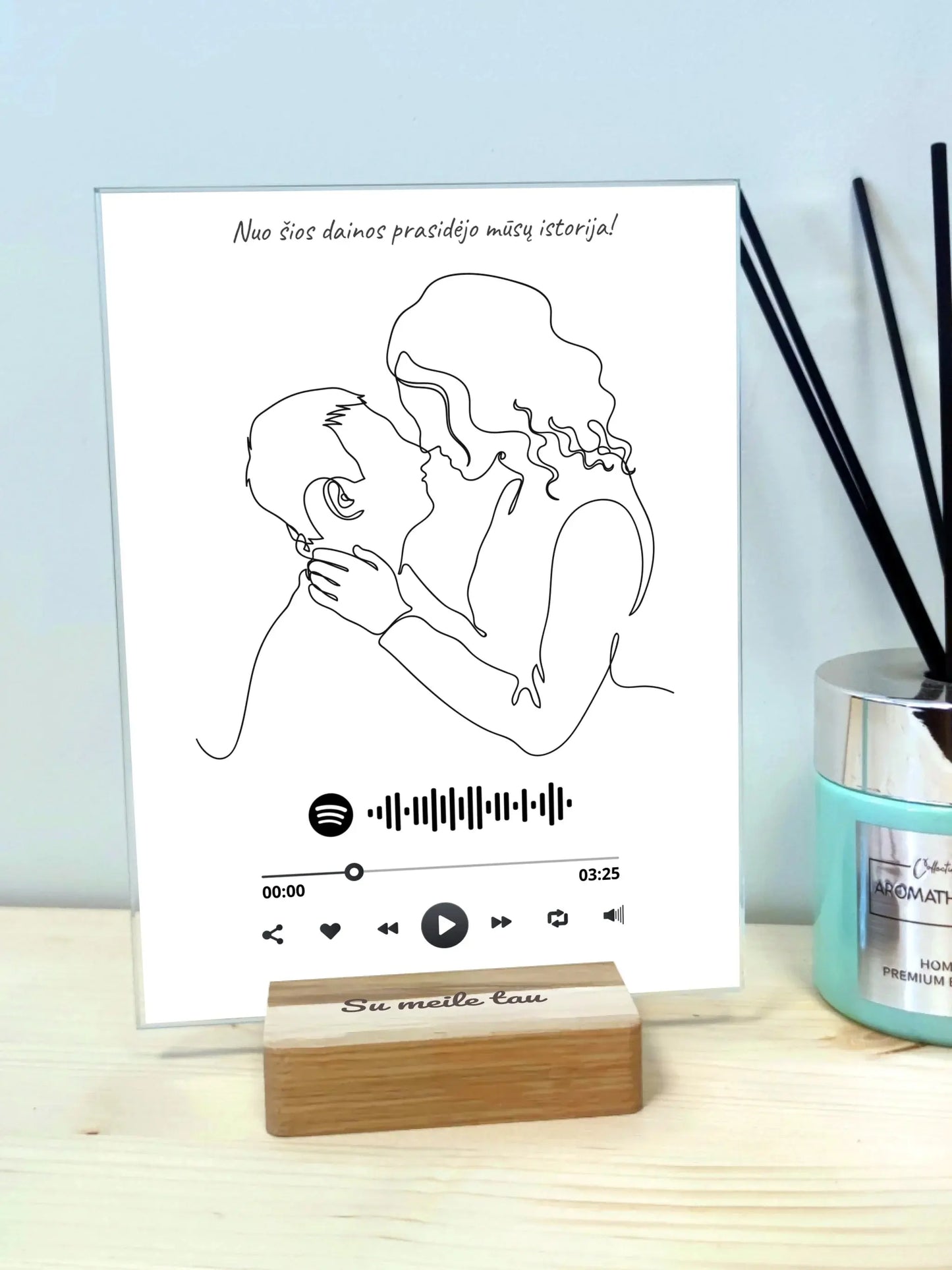 Personalizuotas muzikinis grotuvas "Spotify", stiklinis posteris. MZGR-014G Stiklas - dovanokis.lt